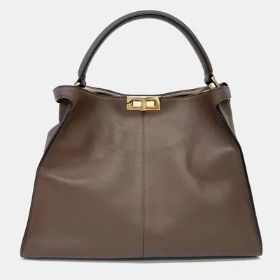 Pre-owned Fendi Brown Leather Peekaboo X-lite Large