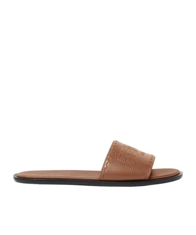 Fendi Brown Leather Slides