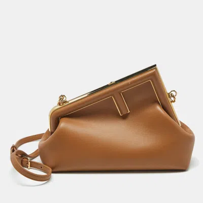 Pre-owned Fendi Brown Leather Small First Shoulder Bag