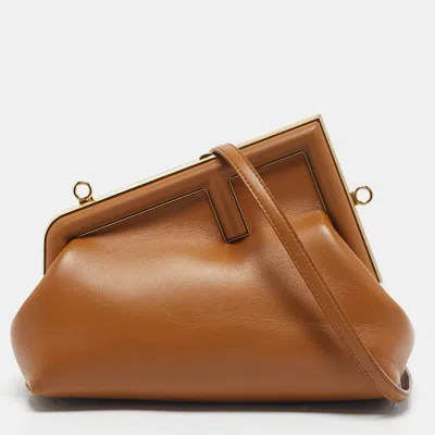Pre-owned Fendi Brown Leather Small First Shoulder Bag