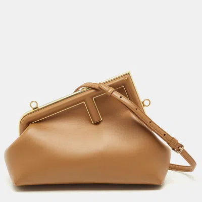 Pre-owned Fendi Brown Leather Small First Shoulder Bag