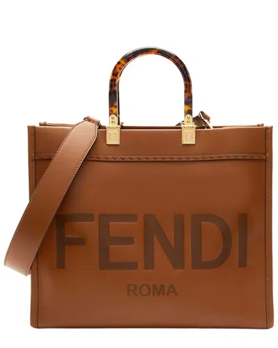 Fendi Brown Leather Sunshine Medium Shopper Tote (authentic Pre-loved)