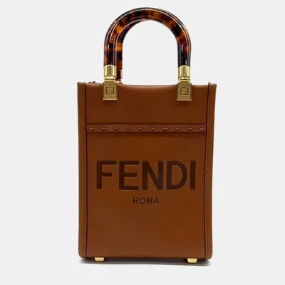 Pre-owned Fendi Brown Leather Sunshine Mini Crossbody Bag