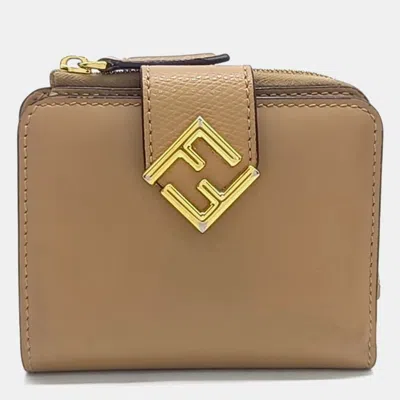 Pre-owned Fendi Brown Leather Wallet (8m0490)