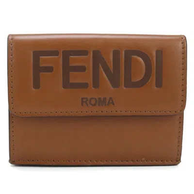 Pre-owned Fendi Brown Leather Wallet (tri-fold) ()