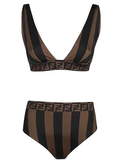 Fendi Brown Logo Bikini