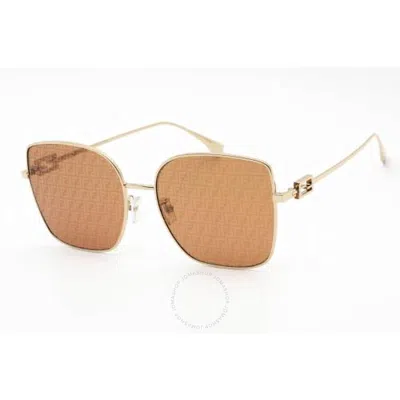 Fendi Brown Logo Butterfly Ladies Sunglasses Fe40013u 10l 59 In Gold