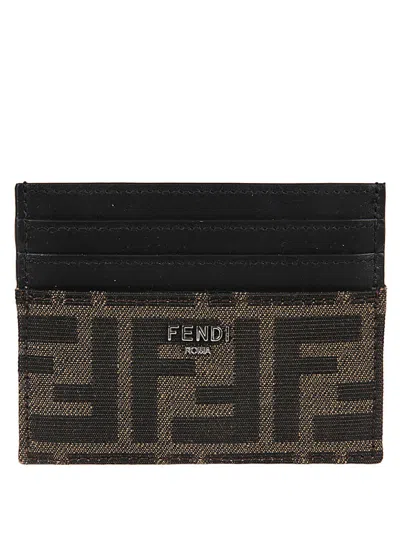 FENDI BROWN LOGO CARD HOLDER