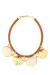 Fendi Brown Logo Necklace In Gold