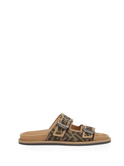 FENDI BROWN LOGO SANDALS