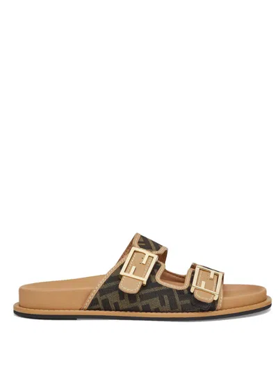 FENDI BROWN LOGO SANDALS