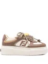 Fendi Sneakers Chunky Sole Contrast Panels In Brown