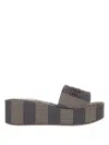 Fendi Jacquard Platform Slide Sandals In Brown
