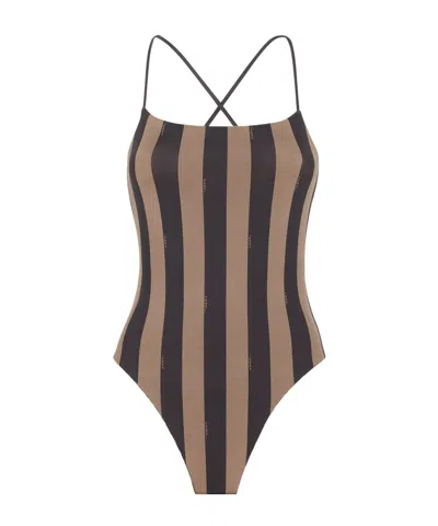 Fendi Brown Lycra Reversible Swimsuit