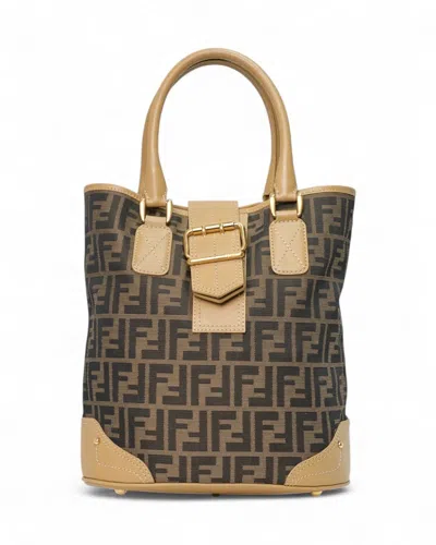 Fendi Brown Medium Ff Logomania Bucket In Neutral