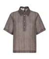 Fendi Grid-pattern Polo Top In Gray