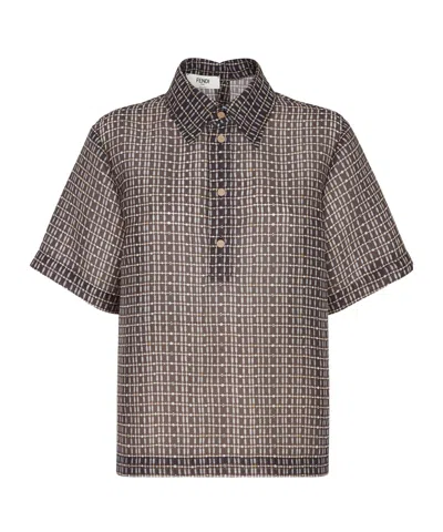 FENDI FENDI SHORT SLEEVED MESH BOXY SHIRT