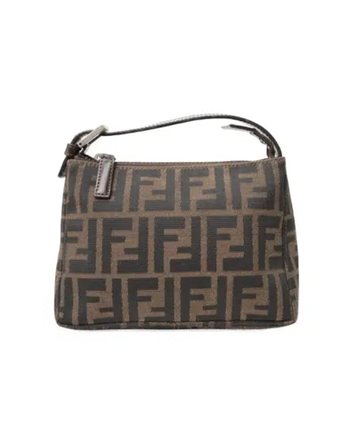 Fendi Brown Mini Ff Logomania Clutch In Gray