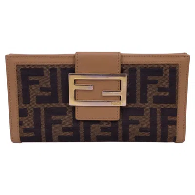 Pre-owned Fendi Brown Monogram Ff Flap Wallet