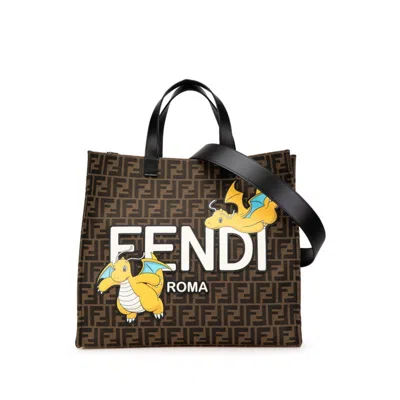 Pre-owned Fendi Brown Multi-color Canvas Leather Shoulder Bag Tote Bag ()