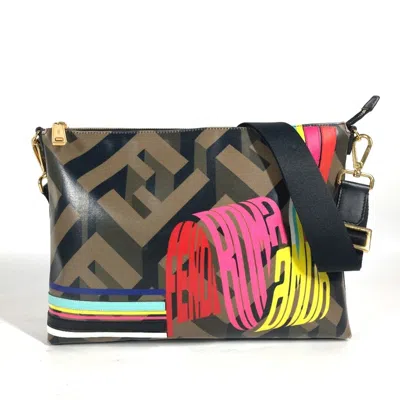 Pre-owned Fendi Brown Multi-color Pvc Shoulder Bag () In Brown, Multi-color