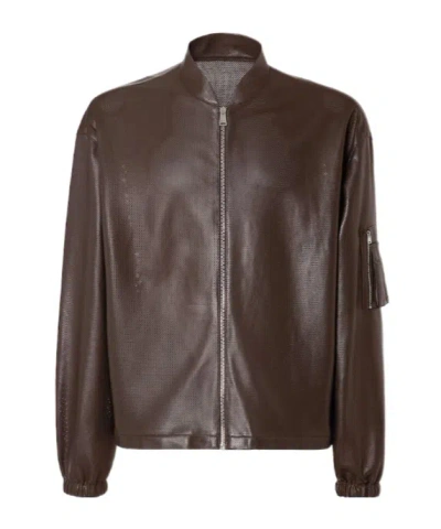 Fendi Brown Nappa Leather Blouson