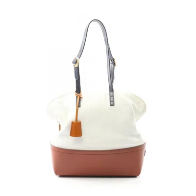 Pre-owned Fendi Brown Navy White Leather Shoulder Bag ()