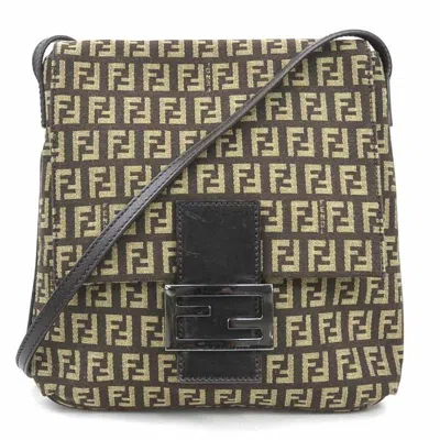 Pre-owned Fendi Brown Nylon Canvas Leather Shoulder Bag ()