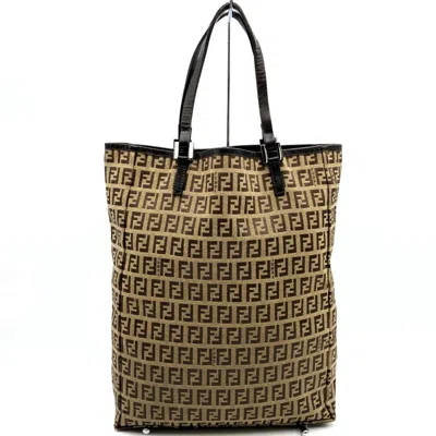 Pre-owned Fendi Brown Nylon Canvas Pouch Tote Bag ()