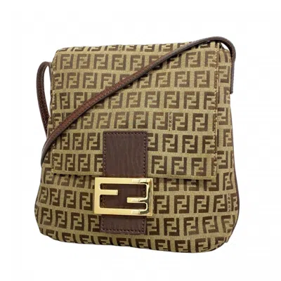 Pre-owned Fendi Brown Nylon Canvas Shoulder Bag ()