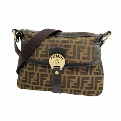 Pre-owned Fendi Brown Nylon Canvas Shoulder Bag ()
