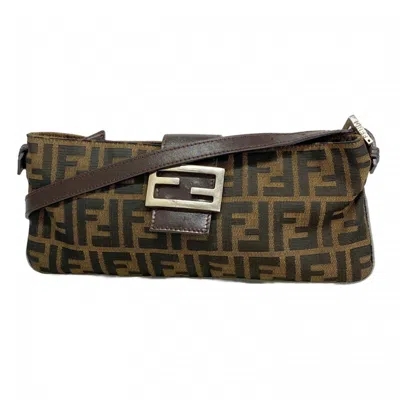 Pre-owned Fendi Brown Nylon Canvas Shoulder Bag ()
