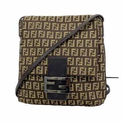 Pre-owned Fendi Brown Nylon Canvas Shoulder Bag ()