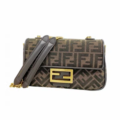 Pre-owned Fendi Brown Nylon Canvas Shoulder Bag ()