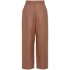 Fendi Tan Coloured Leather Trousers In Brown