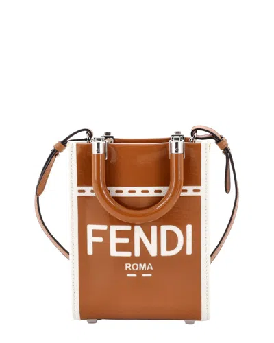 Fendi Brown Patent Leather & Canvas Sunshine Shopper Tote Mini (authentic Pre-  Loved)