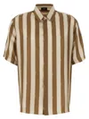 Fendi Beige Pequin Silk Shirt In Brown