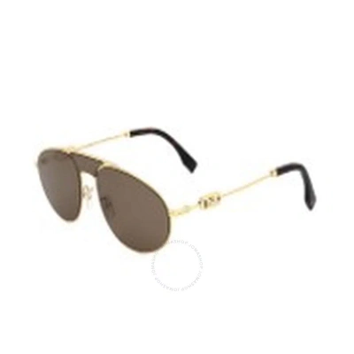 Fendi Brown Phantos Men's Sunglasses Fe40072u 30e 57 In Brown / Gold