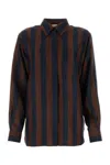 Fendi Striped Silk Shirt In Brown