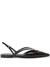 Fendi Ffolk Leather Slingback Ballets In Black