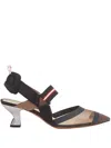 Fendi Tech Mesh Hummingbird Slingbacks Shoes In Blue