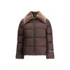 Fendi Women Down Jacket In Technical Fabric And Leather In Brown