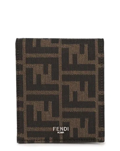 Pre-owned Fendi Brown Polyester Ff Jacquard Wallet (authentic Pre-loved)