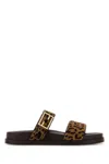 Fendi Feel Leopard Calf Hair Slide Sandals In Brown