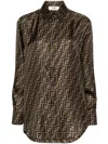 Fendi Silk Shirt With Ff Motif In Brown