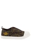 Fendi Sneakers For Kids With All-over Ff Logo In Marrone