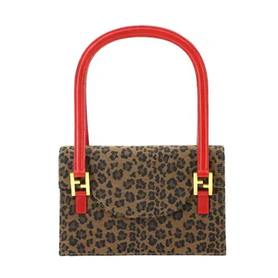 Pre-owned Fendi Brown Red Color Canvas Leather Shoulder Bag ()