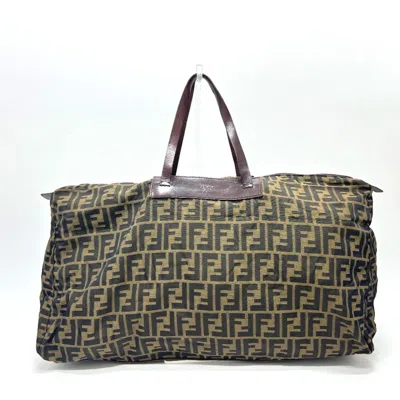 Pre-owned Fendi Brown Red Color Zucca Tote Bag () In Multi