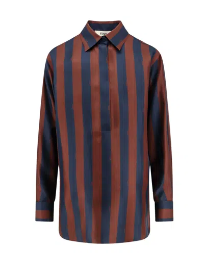 FENDI BROWN REGULAR FIT SHIRT