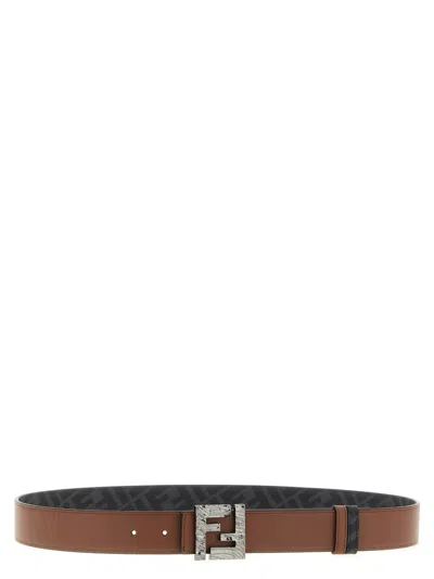 Fendi Brown Reversible Logo Buckle Belt